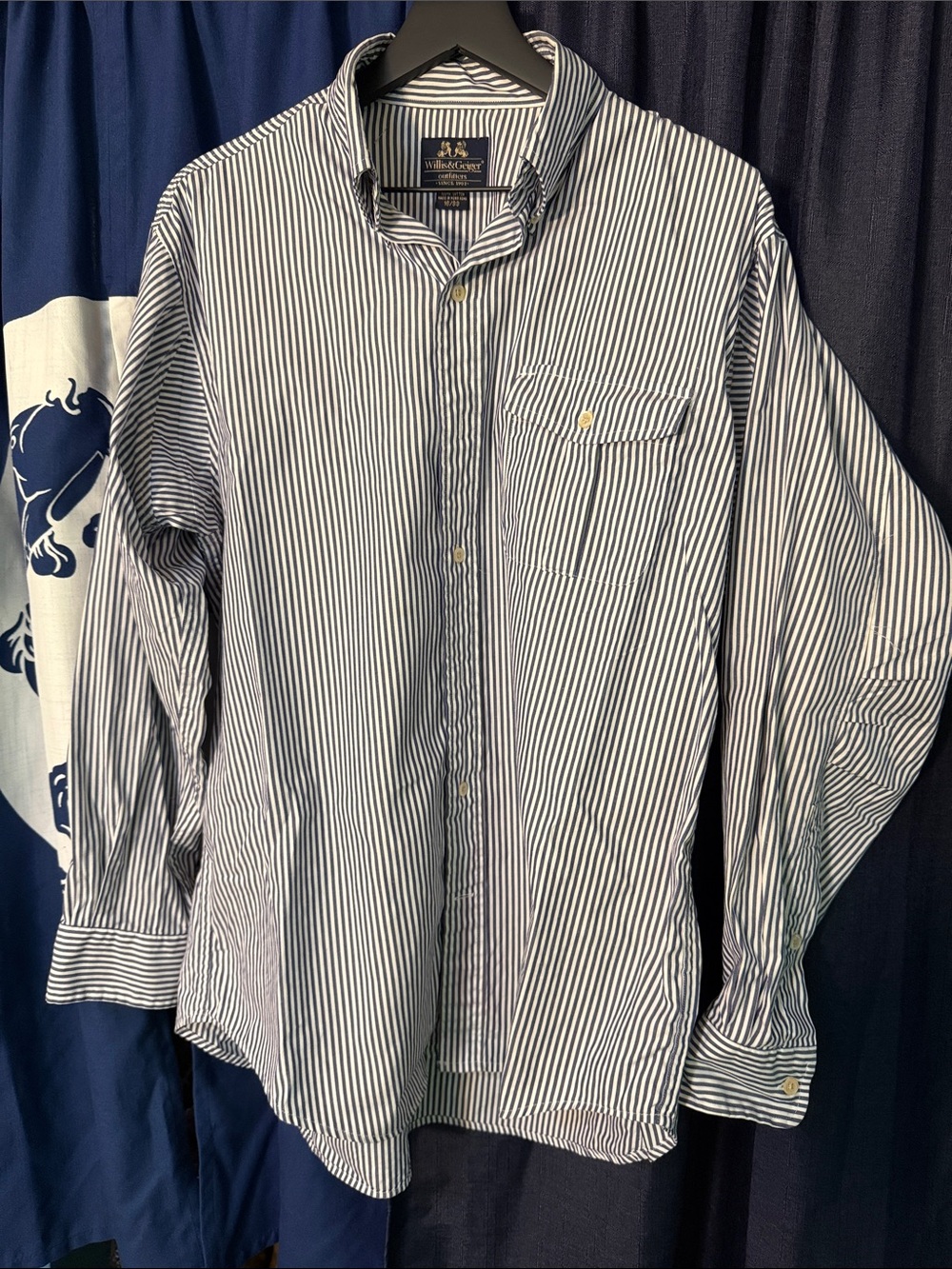 Brooks Brothers Men’s Navy and White Stripe Button-Down Shirt